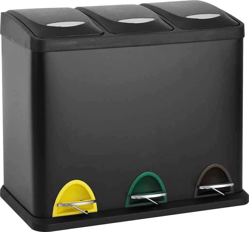 SVITA TC3X8 24 L Treteimer Abfalleimer Mülleimer Pulverbeschichteter Stahl Schwarz 1 SVITA TC3X8 24 L Treteimer Abfalleimer Mülleimer Pulverbeschichteter Stahl Schwarz