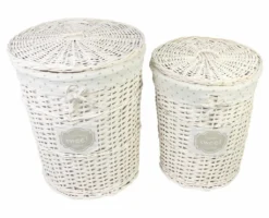 Wäschekorb 'Romance', 2er Set, Aufbewahrung, Mit Deckel Und Griff, Stoffeinsatz