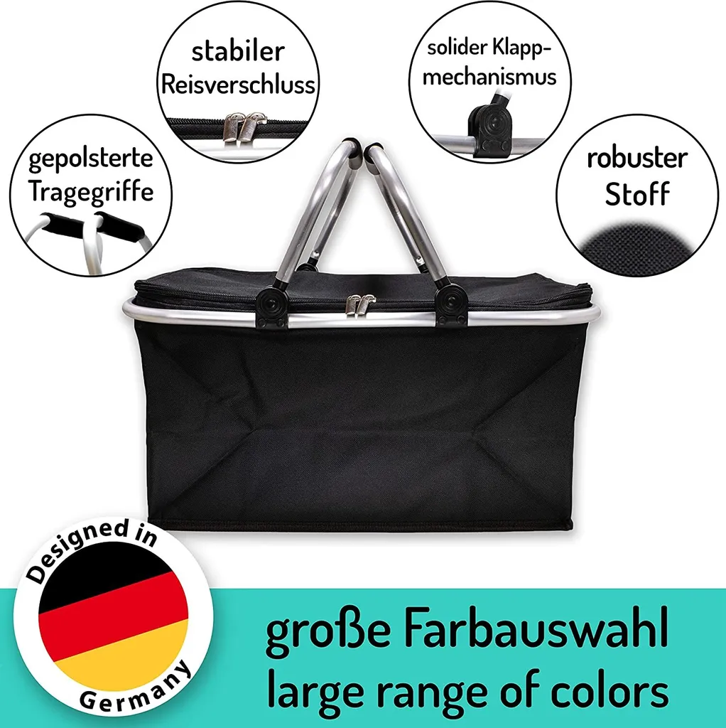 E-Best Einkaufskorb Mit Tragegriffen (3x Schwarz) 3 E-Best Einkaufskorb Mit Tragegriffen (3x Schwarz) – Bild 3