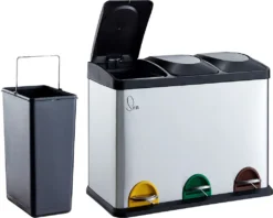 SVITA TC3X15 Mülleimer Papierkorb Edelstahl Treteimer Abfalleimer Recycling 45L -Leifheit || Vileda || Wenko Verkaufsgeschäft d7929fd46b0588760a5d5144e3839257