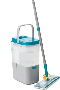 LIVINGTON Everclean Mop Mit Frischwasserpumpe | Bodenwischer Set Mit 2 Mikrofaserpads Und Eimer | Geeignet Für Alle Arten Von Böden Und Oberflächen | Das Original Aus Dem TV