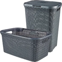 CURVER STYLE Wäschebox 60L + Wäschekorb 45L, Anthrazit 246288