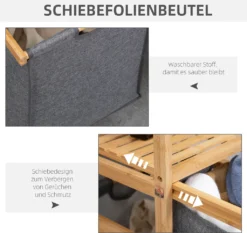 HOMCOM Wäschekorb Wäschebox Mit 2 Stoffbeutel Wäschesack Wäschesammler Mit Rollen Aufbewahrungskorb Bambus Naturholz+Grau 42 X 35 X 84,5 Cm -Leifheit || Vileda || Wenko Verkaufsgeschäft da26843933c826d1614f06c079fc5aa1