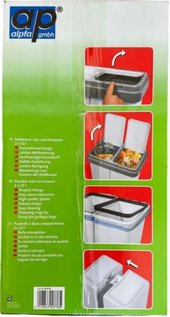 Alpfa 660337 Abfalleimer &quot Duo Bin&quot , 2 X 25 L -Leifheit || Vileda || Wenko Verkaufsgeschäft da707782d2543fc25e2dd457bbaa118a
