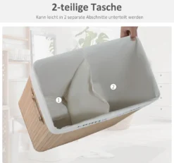 HOMCOM Wäschekorb Wäschebox Wäschesammler Mit Deckel Segeltuchsack Segeltuch + Bambus Natur 100L 52 X 32 X 63 Cm -Leifheit || Vileda || Wenko Verkaufsgeschäft de16188ec3a60db25789aa1889ab9671