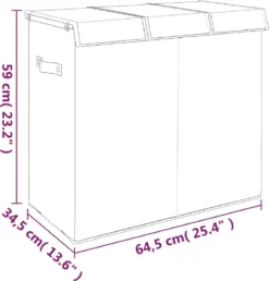 VidaXL Faltbarer Wäschekorb Grau 64,5x34,5x59 Cm Leinenimitat Stoff -Leifheit || Vileda || Wenko Verkaufsgeschäft df6494e4f266185464c426691309bf81