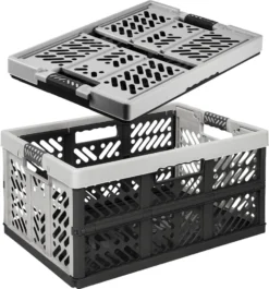 5-er Set - KLAPPBOX - Silber-Anthrazit - Faltbox Lagerbox Einkaufsbox 45 Liter 4 Griffe Aufbewahrungsbox Kunststoff Soft-Touch Softgriff Faltbox Set Klappbox Set NEU -Leifheit || Vileda || Wenko Verkaufsgeschäft e075a352f9111713a9e4b1b558a38101