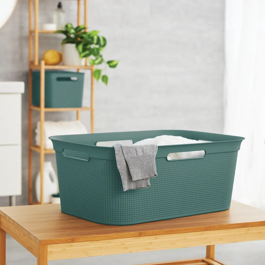 ROTHO 4er Set Wäschekorb 41l Brisen, Farbe:Mistletoe Grün 2 ROTHO 4er Set Wäschekorb 41l Brisen, Farbe:Mistletoe Grün – Bild 2