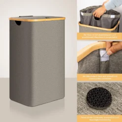 Adel Dream Wäschekorb Mit Deckel , Wäschekorb Kann Gefaltet Werden, Wäschetasche Kann Gefaltet Werden (100L, Dunkelgrau) -Leifheit || Vileda || Wenko Verkaufsgeschäft e199ceafb5dcdd5e009d5326260ed832