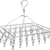 Edelstahl Sockentrockner Für Wäscheständer Mit 36 Wäscheklammern, Winddichter Rechteckiger Klein Wäschespinne Mit Klammern Clips Für Socken Hanger Unterwäsche BH Schals Babykleidung Camping