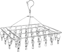 Edelstahl Sockentrockner Für Wäscheständer Mit 36 Wäscheklammern, Winddichter Rechteckiger Klein Wäschespinne Mit Klammern Clips Für Socken Hanger Unterwäsche BH Schals Babykleidung Camping