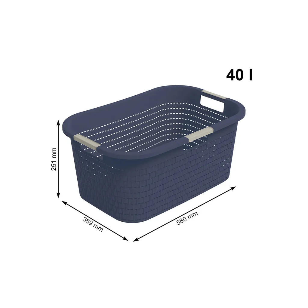 ROTHO Wäschekorb 40 L COUNTRY, Farbe:Iris Dunkelblau Ged. 2 ROTHO Wäschekorb 40 L COUNTRY, Farbe:Iris Dunkelblau Ged. – Bild 2
