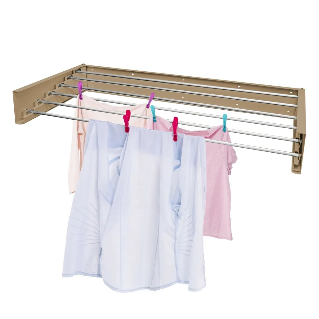 Wandwäschetrockner Aus Metall, BHT 100x13x3 Cm, Offene Tiefe 50 Cm, 4 Kg Cappuccino 3 Wandwäschetrockner Aus Metall, BHT 100x13x3 Cm, Offene Tiefe 50 Cm, 4 Kg Cappuccino – Bild 3