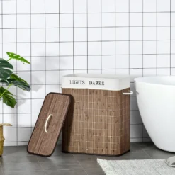 HOMCOM 100L Wäschekorb Wäschebox Wäschesammler Mit 3 Griffe Mit Waschbarem Wäschesack Abnehmbar Bambus Polyester Baumwolle Metall Braun+Weiß 52 X 32 X 63 Cm 16 HOMCOM 100L Wäschekorb Wäschebox Wäschesammler Mit 3 Griffe Mit Waschbarem Wäschesack Abnehmbar Bambus Polyester Baumwolle Metall Braun+Weiß 52 X 32 X 63 Cm -Leifheit || Vileda || Wenko Verkaufsgeschäft e39804e16a671617faecc18362a137a8