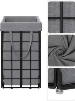 SONGMICS Wäschekorb 90L, Faltbarer Wäschesammler, Abnehmbarer Und Waschbarer Wäschesack, Metalldrahtgestell, Für Schlafzimmer, Bad, Waschküche, Schwarz-grau LCB190G01 13 SONGMICS Wäschekorb 90L, Faltbarer Wäschesammler, Abnehmbarer Und Waschbarer Wäschesack, Metalldrahtgestell, Für Schlafzimmer, Bad, Waschküche, Schwarz-grau LCB190G01 -Leifheit || Vileda || Wenko Verkaufsgeschäft e3ba15977632a87eb25b8e1df0b4484b