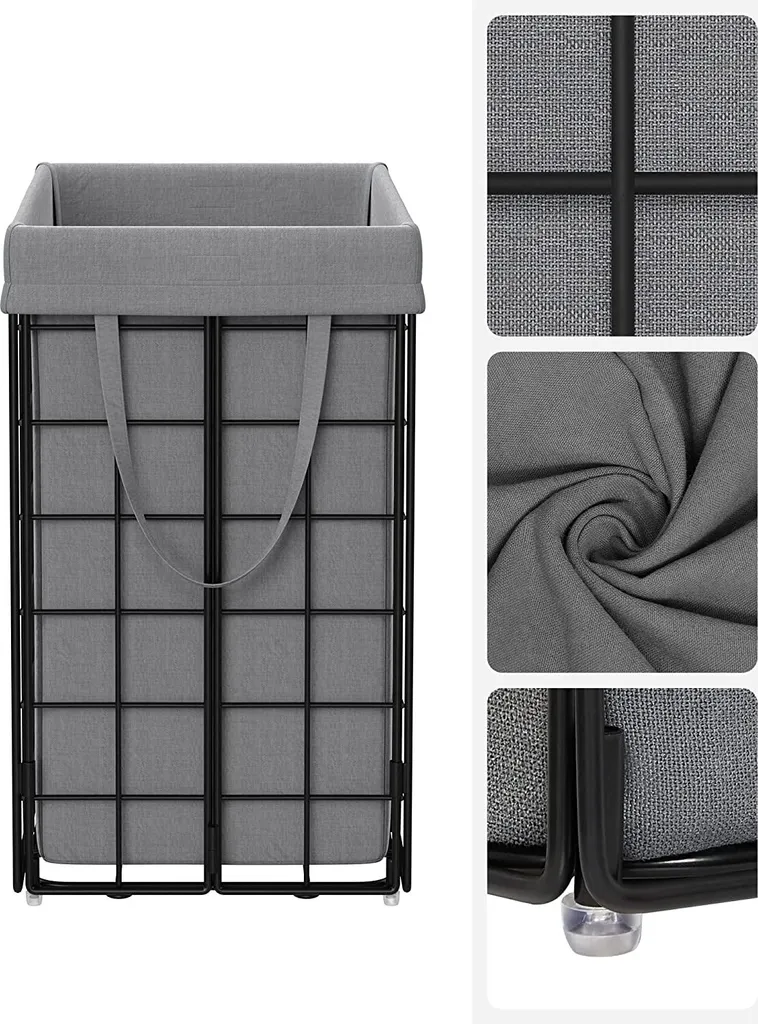 SONGMICS Wäschekorb 90L, Faltbarer Wäschesammler, Abnehmbarer Und Waschbarer Wäschesack, Metalldrahtgestell, Für Schlafzimmer, Bad, Waschküche, Schwarz-grau LCB190G01 6 SONGMICS Wäschekorb 90L, Faltbarer Wäschesammler, Abnehmbarer Und Waschbarer Wäschesack, Metalldrahtgestell, Für Schlafzimmer, Bad, Waschküche, Schwarz-grau LCB190G01 – Bild 6