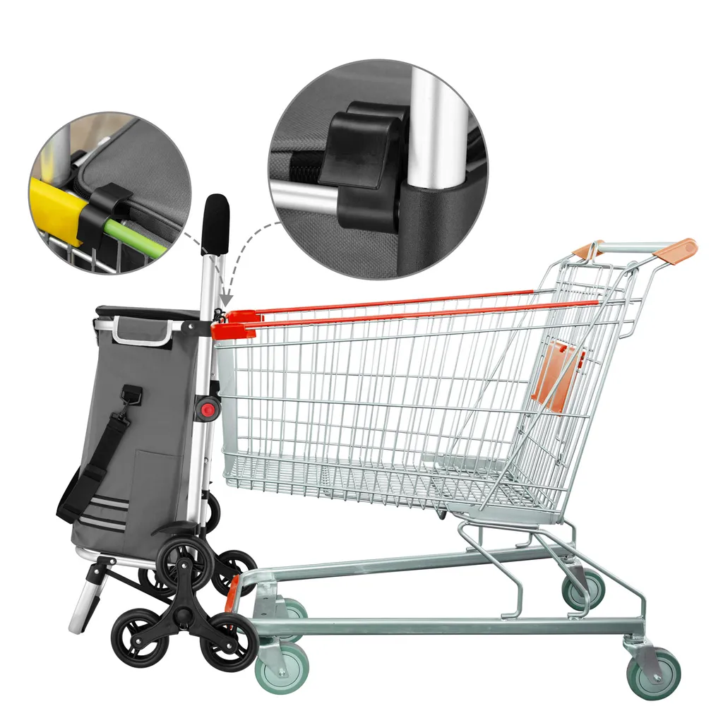 Monzana 2in1 Einkaufstrolley 30kg Klappbar Abnehmbare Tasche 6 Rollen Kühltasche Einkaufswagen Einkaufshilfe Treppensteiger , Farbe:Grau 5 Monzana 2in1 Einkaufstrolley 30kg Klappbar Abnehmbare Tasche 6 Rollen Kühltasche Einkaufswagen Einkaufshilfe Treppensteiger , Farbe:Grau – Bild 5