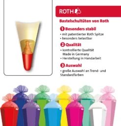 Roth Bastel-Schultüte Groß Weiß - 70 Cm Rund - Extra Stabil Durch Rot(h)-Spitze Mit Weißem Filz-Verschluss -Leifheit || Vileda || Wenko Verkaufsgeschäft e48968efe13679dc857ee2e77a1a1df8