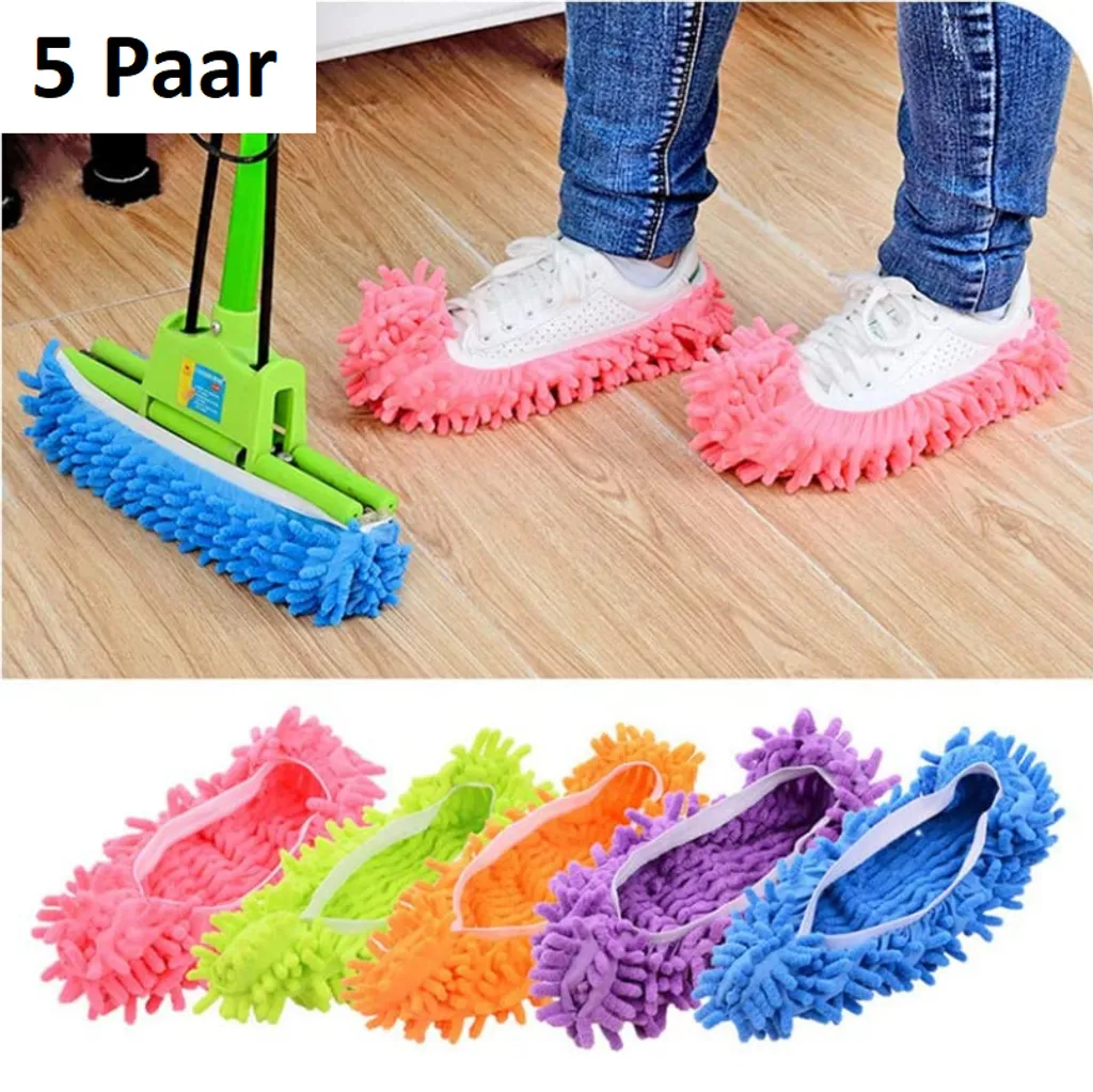 5 Paar Mop Hausschuhe Für Die Bodenreinigung, Waschbare Wiederverwendbare Mop Socken Faule Schuhe, Staub Haarreiniger, Wischmops 1 5 Paar Mop Hausschuhe Für Die Bodenreinigung, Waschbare Wiederverwendbare Mop Socken Faule Schuhe, Staub Haarreiniger, Wischmops