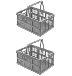 2X Einkaufskorb Mit Griffen Klappbox EMMA 18,5L Grau Keeeper 38x28x21