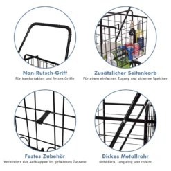 COSTWAY Klappbarer Einkaufstrolley, 40kg, 100L+22L, Einkaufswagen Mit Universalrädern, Rollwagen Mit 2 Körben, Tragbarer Handwagen, Allzweckwagen Für Wäsche, Einkaufen, Gepäck (Schwarz) -Leifheit || Vileda || Wenko Verkaufsgeschäft e57987fed5f5f580f99ffc9f7bd83880