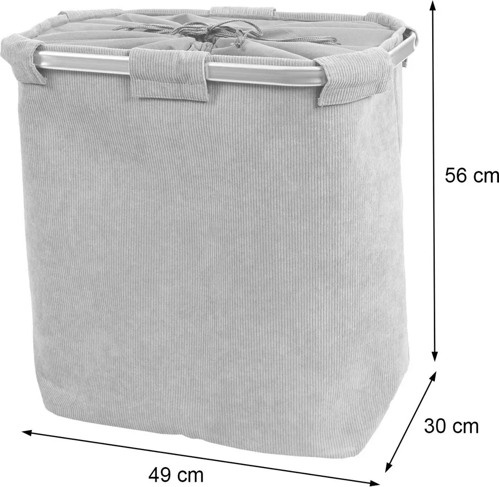 Wäschesammler MCW-C34, Laundry Wäschebox Wäschekorb Wäschebehälter Mit Netz, 2 Fächer 56x49x30cm 82l Grau 9 Wäschesammler MCW-C34, Laundry Wäschebox Wäschekorb Wäschebehälter Mit Netz, 2 Fächer 56x49x30cm 82l Grau – Bild 9