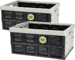 Klappbox 45 Liter Schwarz Grau - 53 X 39 Cm - Universal Faltbox Mit Tragegriffen - Klappbarer Einkaufs Wäsche Korb