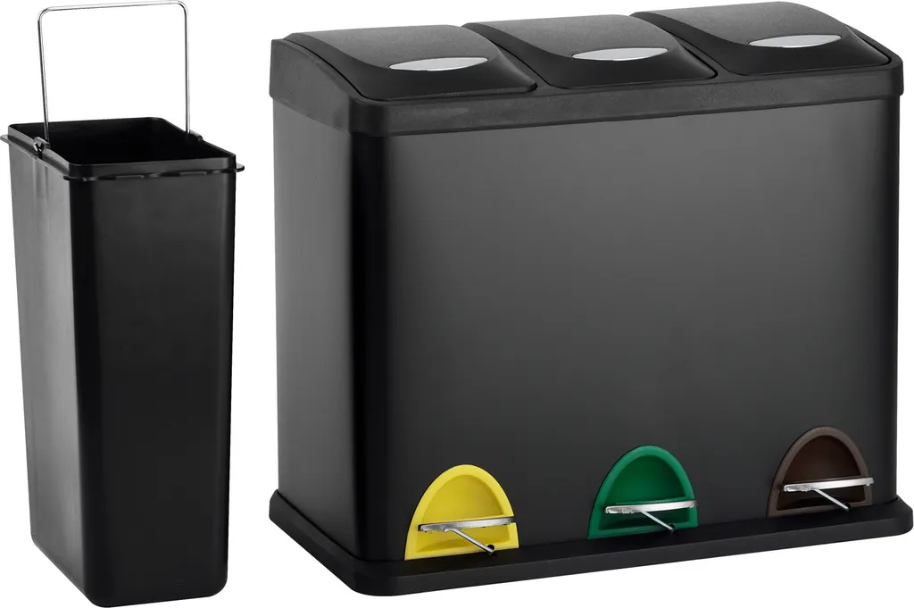 SVITA TC3X8 24 L Treteimer Abfalleimer Mülleimer Pulverbeschichteter Stahl Schwarz 2 SVITA TC3X8 24 L Treteimer Abfalleimer Mülleimer Pulverbeschichteter Stahl Schwarz – Bild 2