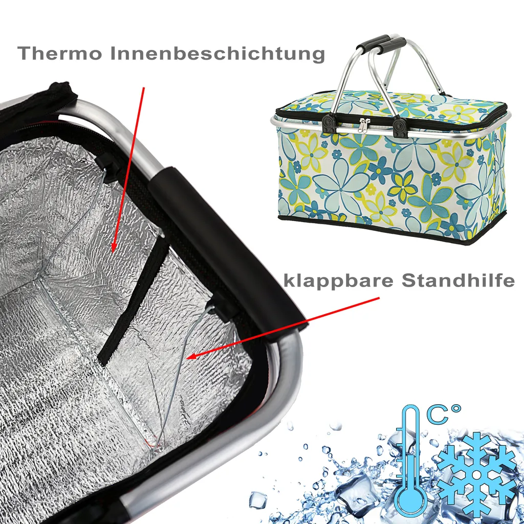 Einkaufskorb Faltbar Mit Thermofunktion "Flower" Grün 3 Einkaufskorb Faltbar Mit Thermofunktion "Flower" Grün – Bild 3
