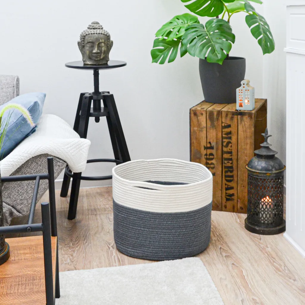 Ø39x30 Baumwoll Seilkorb 35L Aufbewahrungskorb Boho Wäschekorb Kinderzimmer Korb 3 Ø39x30 Baumwoll Seilkorb 35L Aufbewahrungskorb Boho Wäschekorb Kinderzimmer Korb – Bild 3
