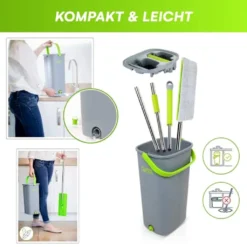 Mikrofaser-Wischmopp & Edelstahlgriff-Set Mit Doppelkammer-Eimer. -Leifheit || Vileda || Wenko Verkaufsgeschäft ea58a0ca68a0e35f1027d71ec320a141