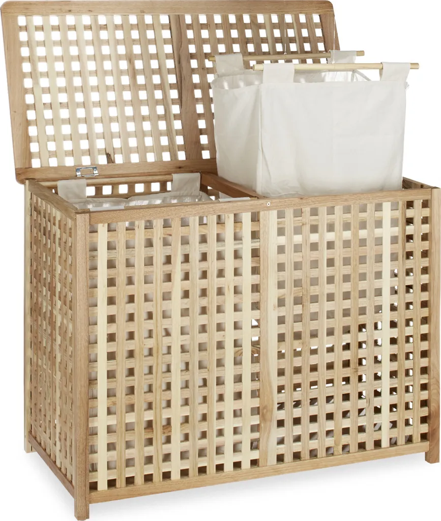 Relaxdays Wäschesammler Duo Walnuss 5 Relaxdays Wäschesammler Duo Walnuss – Bild 5
