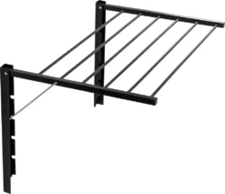 Zusammenklappbarer Wandwäschetrockner Neigbar Mit 6 Trockenstäben - Schwarz - Trockenlänge 3,60 Cm