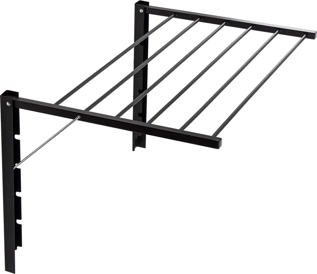 Zusammenklappbarer Wandwäschetrockner Neigbar Mit 6 Trockenstäben - Schwarz - Trockenlänge 3,60 Cm 1 Zusammenklappbarer Wandwäschetrockner Neigbar Mit 6 Trockenstäben - Schwarz - Trockenlänge 3,60 Cm