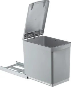 WESCO Einbau-Abfallsammler 30DT - 16 Liter, Hinter Drehtüren, Alugrau