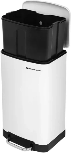 SONGMICS Mülleimer 30L Treteimer Weiß Edelstahl Für Küche Inneneimer Abfallbehälter Müllbehälter LTB01W -Leifheit || Vileda || Wenko Verkaufsgeschäft ee5a3d4163abcb3fe46a949b828a4d1f