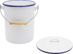 Karl Krüger Mülleimer 3l Mit Deckel Emailliert Weiß