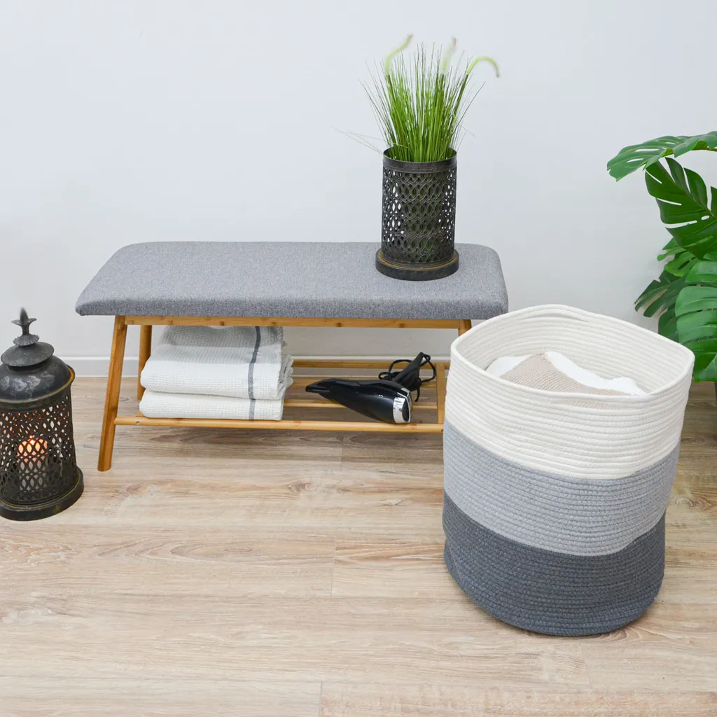 Ø38x46 Baumwoll Seilkorb 50L Aufbewahrungskorb Boho Wäschekorb Kinderzimmer Korb 4 Ø38x46 Baumwoll Seilkorb 50L Aufbewahrungskorb Boho Wäschekorb Kinderzimmer Korb – Bild 4