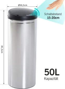 HOMCOM Edelstahl Automatik Sensor Mülleimer Abfalleimer IR Sensor Mit/ohne Inneneimer Rund 50 L 14 HOMCOM Edelstahl Automatik Sensor Mülleimer Abfalleimer IR Sensor Mit/ohne Inneneimer Rund 50 L -Leifheit || Vileda || Wenko Verkaufsgeschäft ef5b66db6e084660053ed606c9bd6a61
