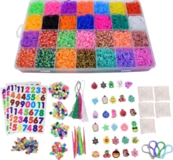Loom-Bänder-Web-Set Für Kinder Zum Basteln,Gummi Loom Bänds DIY Webstuhl Bänder Band Box Mit Armband Halskette Strickwerkzeug Zum Kinderspielzeug