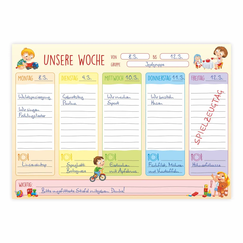 Wochenplaner A4 Für Kita 50 Blatt Zum Abreißen Für Erzieher 4 Wochenplaner A4 Für Kita 50 Blatt Zum Abreißen Für Erzieher – Bild 4