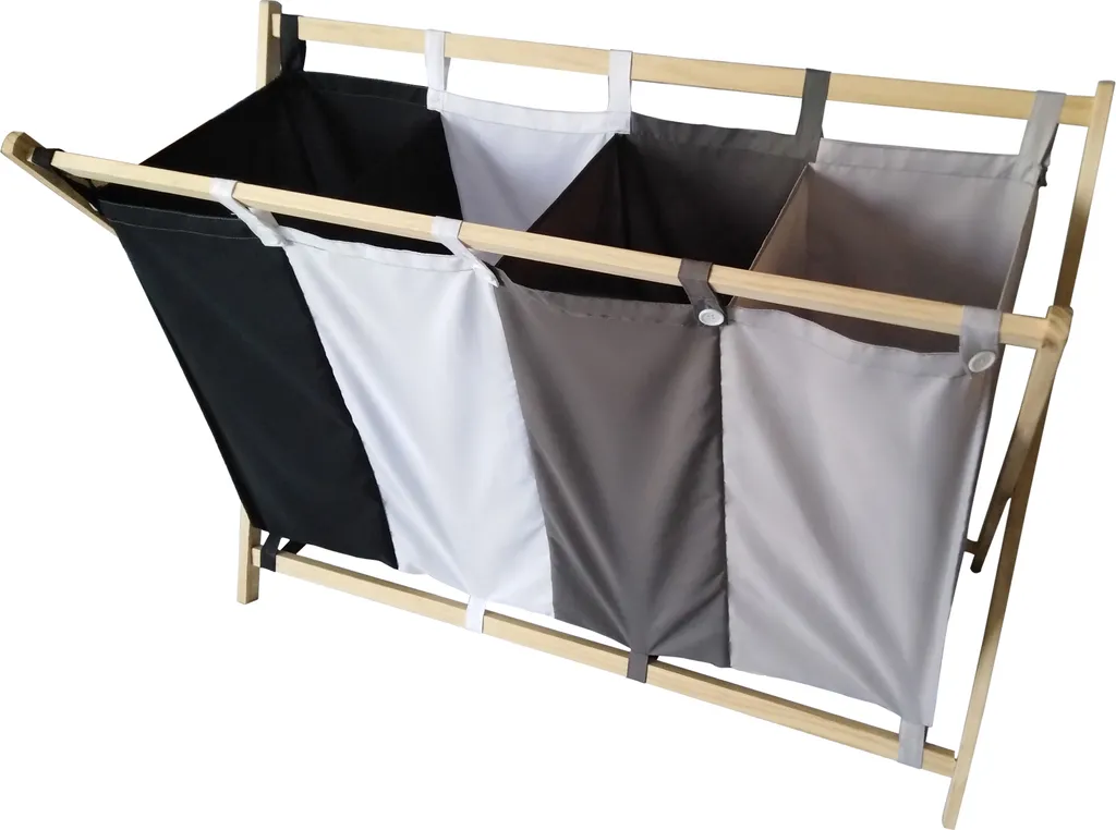 Jago® Wäschesortierer - Faltbar, 4 Fächer Aus Stoff, Aus Holz, Vierfarbig, Ca. 172 L Volumen, Größe (L/B/H): 98.5/40/72 Cm - Wäschekorb, Wäschebox, Wäschesammler 5 Jago® Wäschesortierer - Faltbar, 4 Fächer Aus Stoff, Aus Holz, Vierfarbig, Ca. 172 L Volumen, Größe (L/B/H): 98.5/40/72 Cm - Wäschekorb, Wäschebox, Wäschesammler – Bild 5