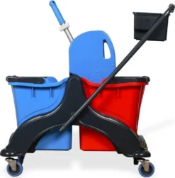 Hypafol Putzwagen Mit Korb | Reinigungswagen Set, 2 X 25 L Eimer Mit Presse Und Kehrgarnitur Inkl. 2x 50cm Baumwoll Wischmopp, 1x Mikrofaser-Mopp | Je 4 Mikrofasertücher | Für Gebäudereinigung, Hotelservice, Gastronomie, Großküche -Leifheit || Vileda || Wenko Verkaufsgeschäft f0d38264ca49c8ea966ddee573f28667