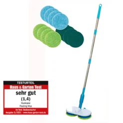 Hurricane Floating Mop Set - Zum Wischen, Schrubben Und Polieren - Kabellos Rotierender Reinigungsmopp Inkl. 4 Mikrofaserpads, 4 Scheuerpads & 4 Polierpads - Elektrischer Mopp