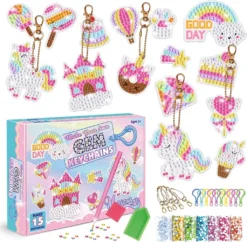 5D DIY Diamond Painting Schlüsselanhänger Set, Diamond Painting Schlüsselanhänger, 5D Diamond Diamond Painting Mit DIY Tools, Party Bag Kindergeburtstagsfeier
