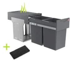 Hailo Abfallsammler 366610 Tandem 2x 15 L PlusFilter Mülleimer Abfalltrennsystem
