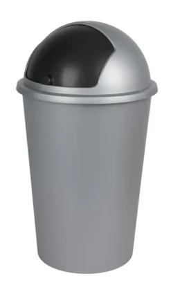 Mülleimer 50L Grau Schiebedeckel Abfalleimer Müllsammler Müllbehälter Papierkorb
