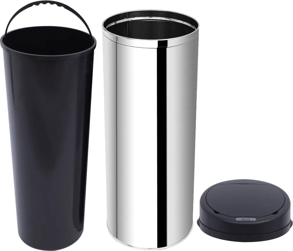 HOMCOM Edelstahl Automatik Sensor Mülleimer Abfalleimer IR Sensor Mit/ohne Inneneimer Rund 50 L 5 HOMCOM Edelstahl Automatik Sensor Mülleimer Abfalleimer IR Sensor Mit/ohne Inneneimer Rund 50 L – Bild 5