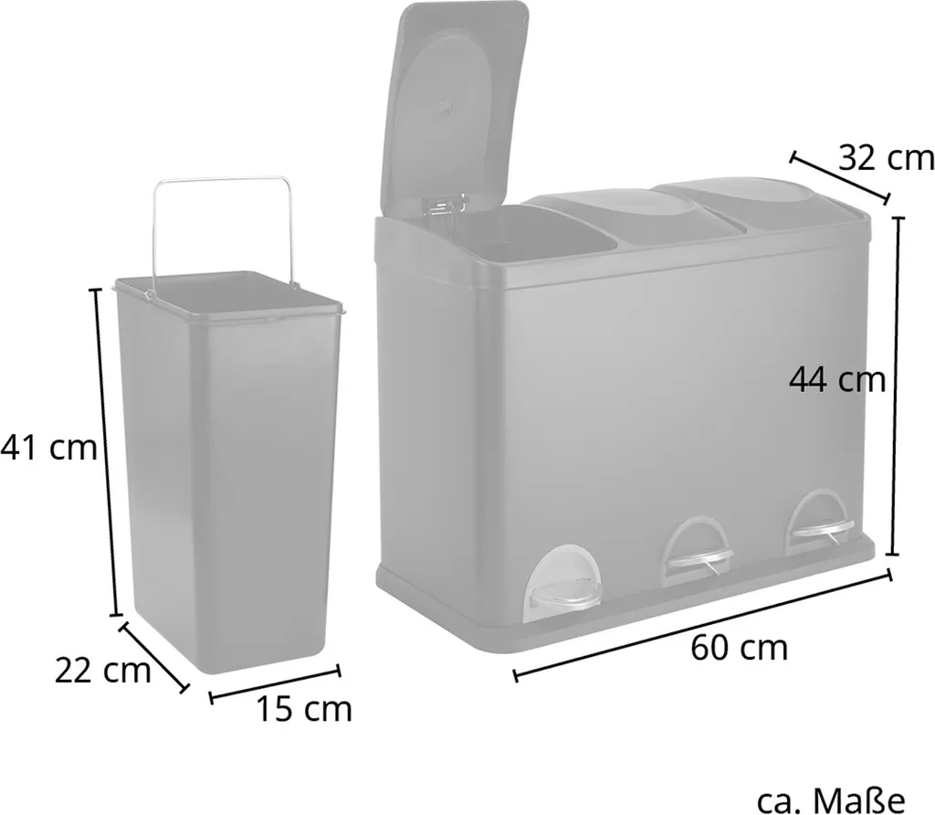 SVITA TC3X15 Kücheneimer 45L Mülleimer Trennsystem Treteimer Abfalleimer Schwarz 5 SVITA TC3X15 Kücheneimer 45L Mülleimer Trennsystem Treteimer Abfalleimer Schwarz – Bild 5