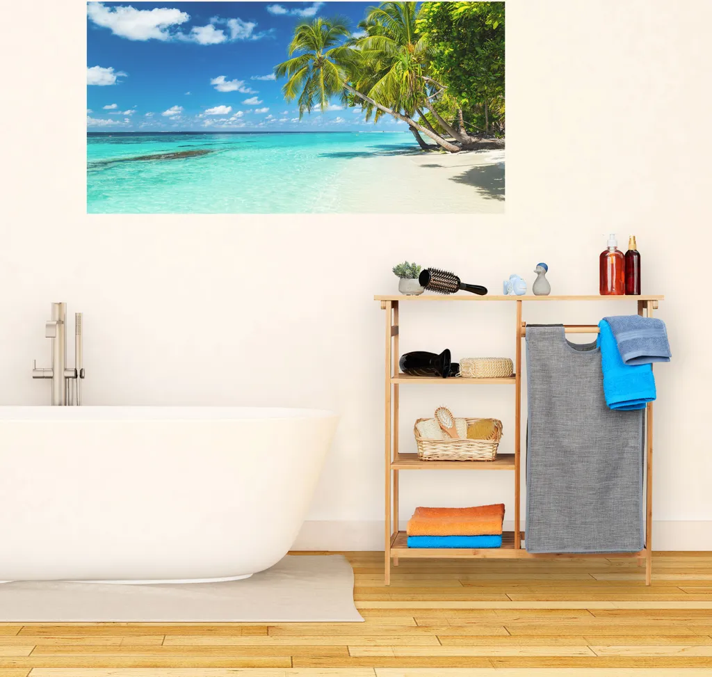 Relaxdays Bambus Badregal Mit Wäschekorb 2 Relaxdays Bambus Badregal Mit Wäschekorb – Bild 2